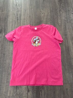 Girls' Bright Pink Short Sleeve Tee with Floral Character Graphic